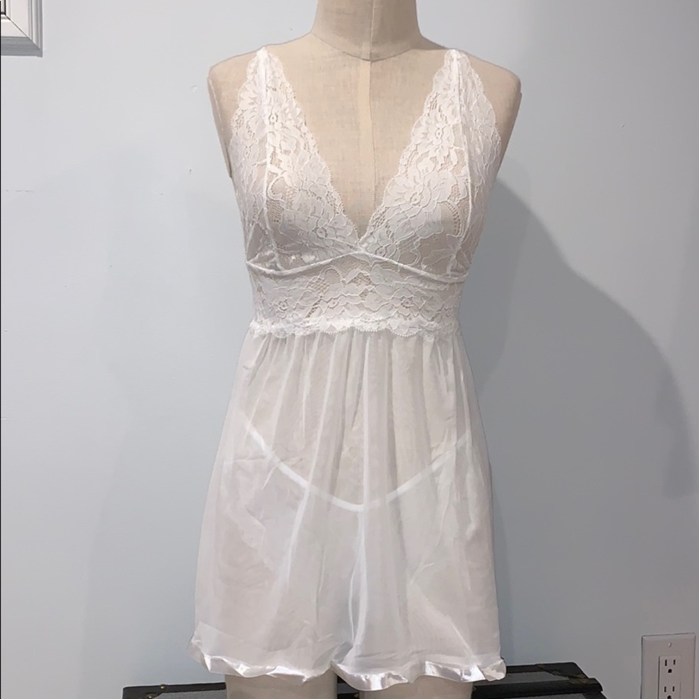 📦 Sheer white adjustable chemise set (M-17| XXL-5) - Picture 6 of 14